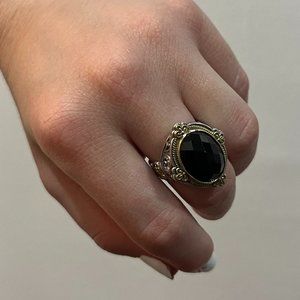 Konstantino Faceted Black Onyx Oval Ring
